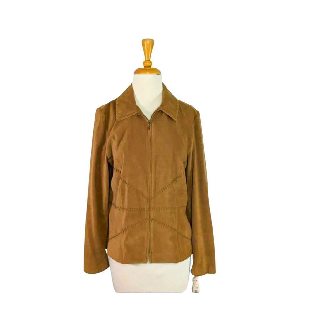 Norton McNaughton 6 S Brown Micro Suede Jacket Washable VTG Y2K Hippy Cowboy NWT